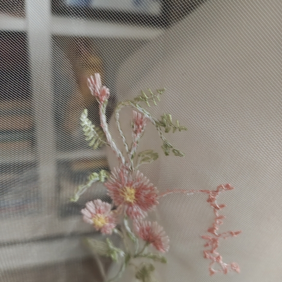 Floral Embroidered Champagne Color Hair Veil